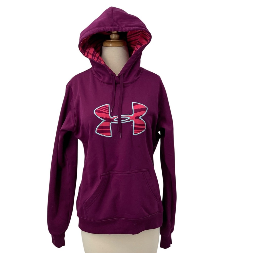 Under Armour Women's Purple Logo Hoodie Sweatshirt Hooded Pullover Size M READ